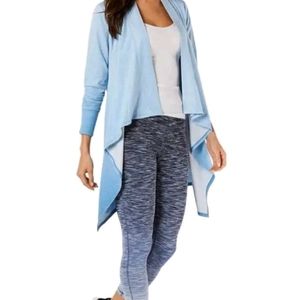 IDEOLOGY Womens Large Dip-Dyed Ombre Blue Open Front Cardigan Athleisure